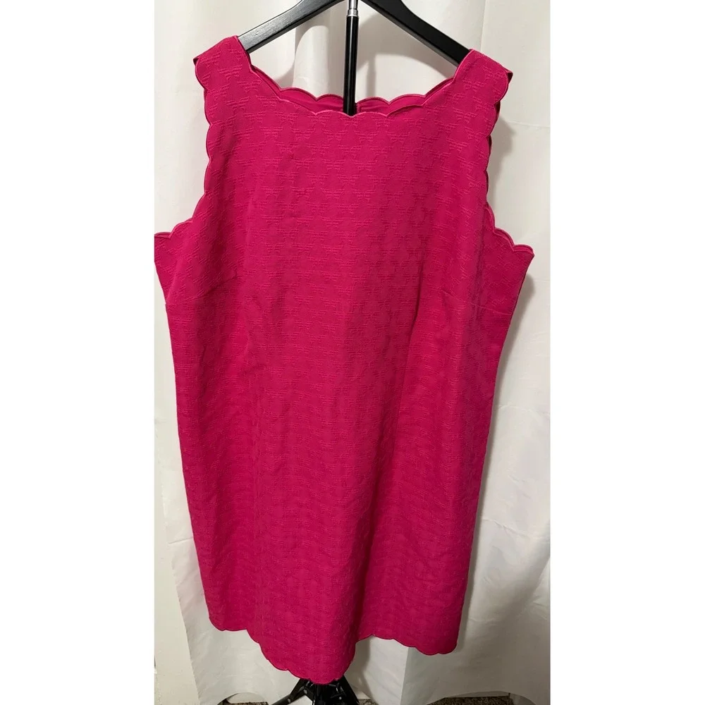 RSVP by Talbots Pink Butterfly Jacquard Scalloped Shift Dress Womens 20W